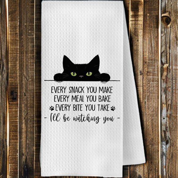 Black Cat Hand Towel Kitchen Decor Halloween Decoration Soft Tea Dish Cloth Gift - Picture 5 of 7